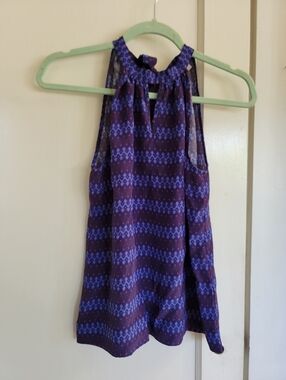Silk Purple Patterned Halter Tank Top